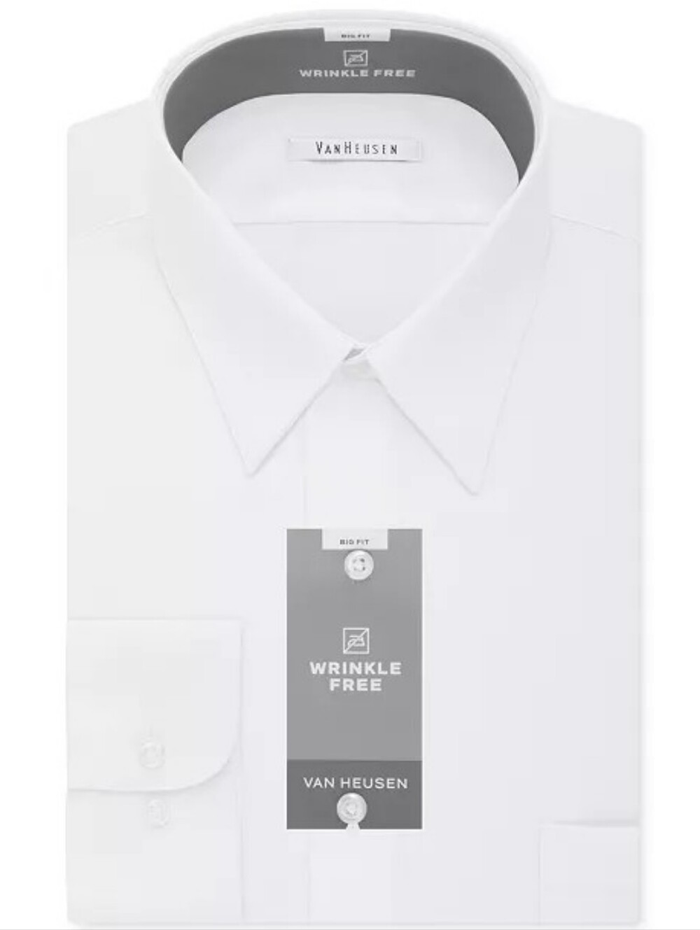 Van Heusen Men's Bigger Fit Wrinkle Free Poplin Dress Shirt - White sz 19 34/35